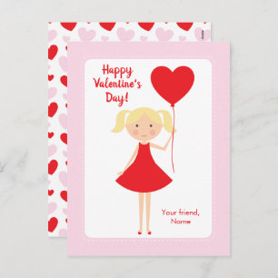 Valentine Cards der Girls-Klasse - Leichtblondine Feiertagspostkarte