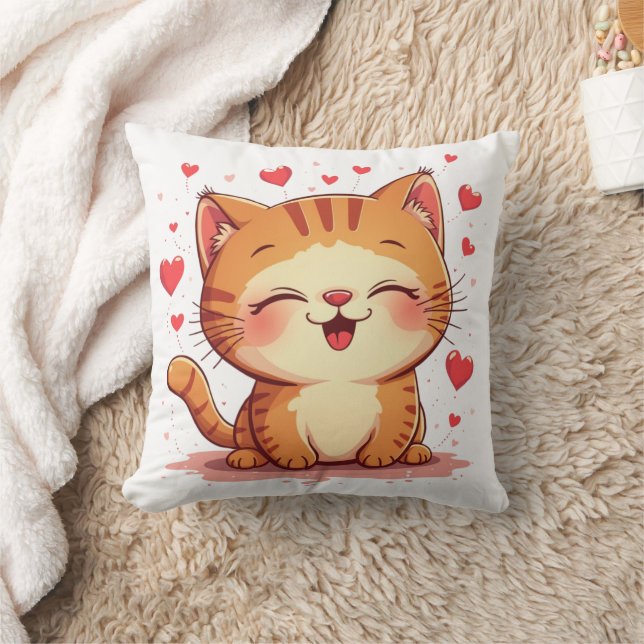 Valentine Cat Liebe Cat Valentine Kissen (Decke)