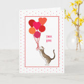 Valentine Cat mit Balloon Bouquet Holiday Card Karte (Gelbe Blume)