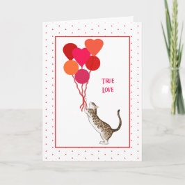 Valentine Cat mit Balloon Bouquet Holiday Card Karte