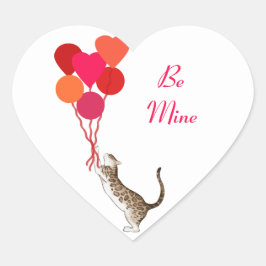 Valentine Cat mit Heart Balloons Holiday Sticker