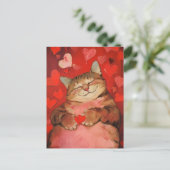 Valentine Cat Postkarte (Stehend Vorderseite)