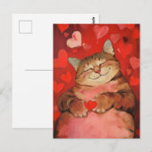 Valentine Cat Postkarte (Vorne/Hinten)