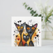 Valentine Cats Feiertagskarte (Stehend Vorderseite)