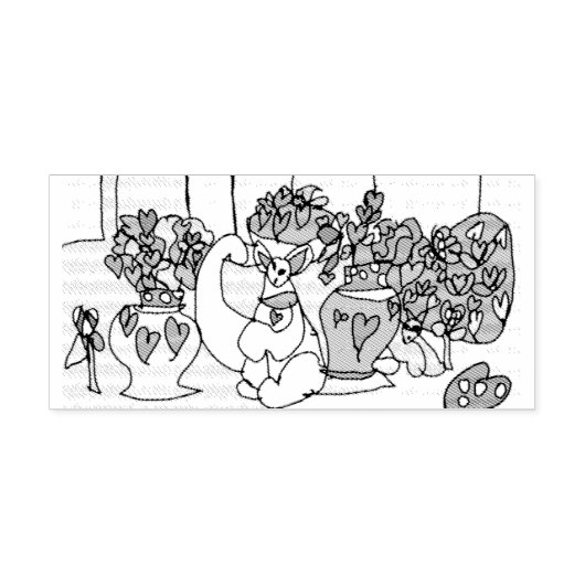 Valentine Cats Playing Gummistempel (Prägung)