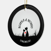 Valentine Cats Red Heart Moon Silhouette Couple Keramik Ornament (Links)