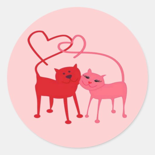 Valentine Cats Round Aufkleber (Vorderseite)