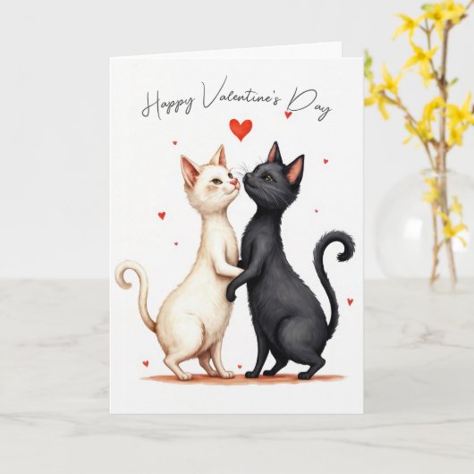 Valentine Cats Tancing Karte (Gelbe Blume)