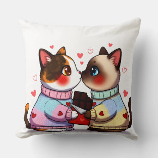 Valentine Cats with Chocolate Kissen
