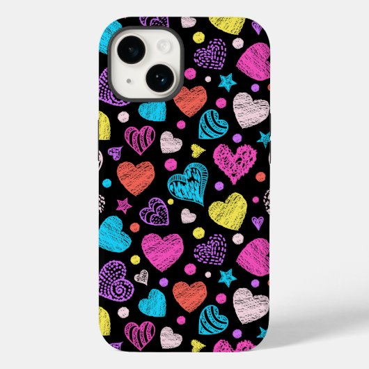 Valentine Chalk Hearts | iPhone 14 Case-Mate Hülle (Rückseite)