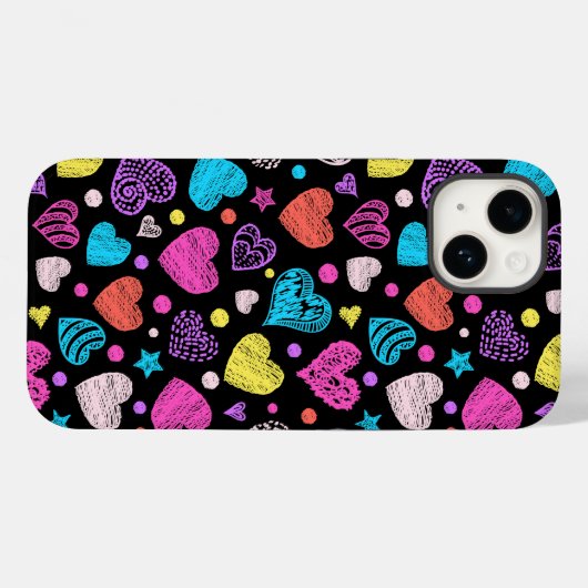 Valentine Chalk Hearts | iPhone 14 Case-Mate Hülle (Rückseite (Horizontal))