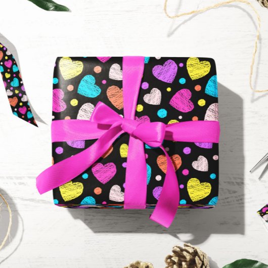 Valentine Chalk Hearts | Valentine Gift Wrap Geschenkpapier
