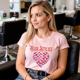 Valentine Checkered Heart for Hair Stylist T-Shirt