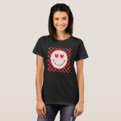 Valentine Checkered Muster Smile Face Meme T-Shirt (Vorne ganz)