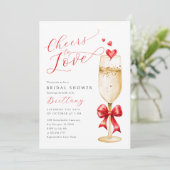 Valentine Cheers to Liebe Brautparty Einladung (Stehend Vorderseite)