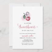 Valentine Cherry Berry Sweetheat Heart Baby Shower Einladung (Vorderseite)