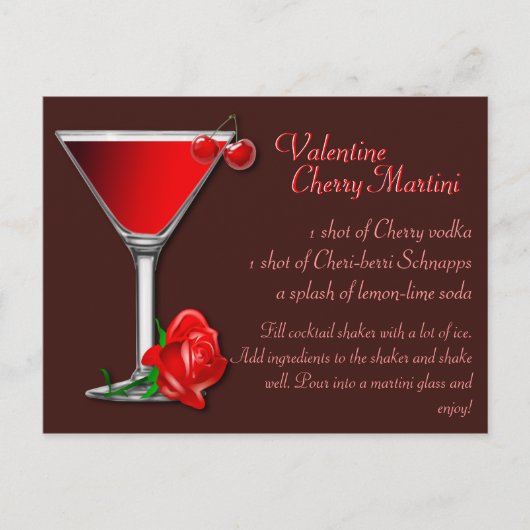 Valentine Cherry Martini Rezept Postkarte (Vorderseite)
