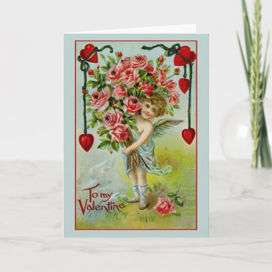 Valentine Cherub Vintage Karte (Vorderseite)
