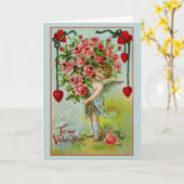 Valentine Cherub Vintage Karte (Gelbe Blume)
