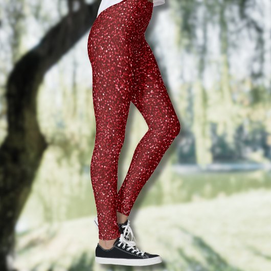 Valentine Classic Trendy Red Glitter Leggings