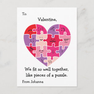 Valentine Classroom Cards Autismus Herz Feiertagspostkarte