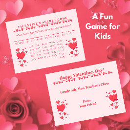 Valentine Classroom Game-Secret Code Mitteilungskarte