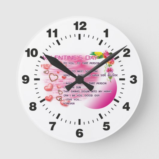 Valentine-Clock-ENG-1-12 Runde Wanduhr (Vorderseite)