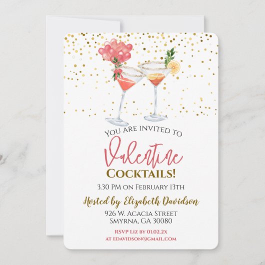 Valentine Cocktail Party Einladung (Vorderseite)