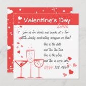 Valentine Cocktails Einladung (Vorne/Hinten)