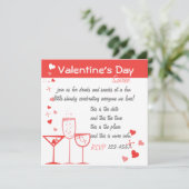 Valentine Cocktails Einladung (Stehend Vorderseite)