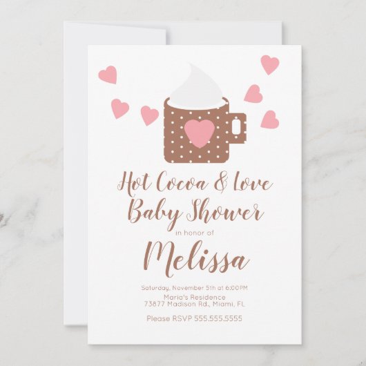 Valentine Cocoa Campfire Tasse Girl Babydusche Einladung (Vorderseite)