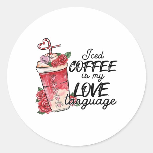 Valentine Coffee Lover Herz Latte Iced Kaffee Val Runder Aufkleber (Vorderseite)