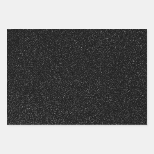 Valentine Collection Schlichter Schwarzer Glitzer Geschenkpapier Set (Vorderseite)