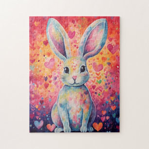 Valentine Colorburst Cottontail Bunny Pink und Pin Puzzle