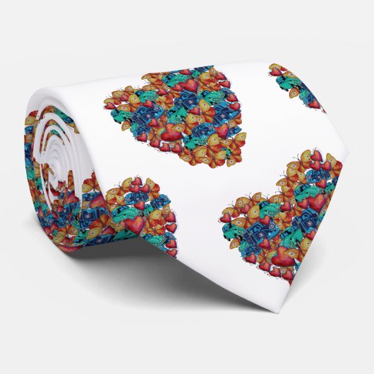 Valentine Colorful Heart Krawatte (Gerollt)