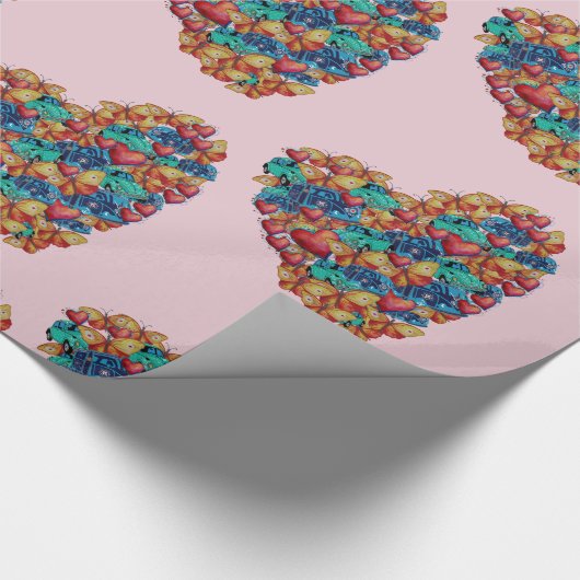 Valentine Colorful Heart Wrapping Paper Geschenkpapier (Ecke)
