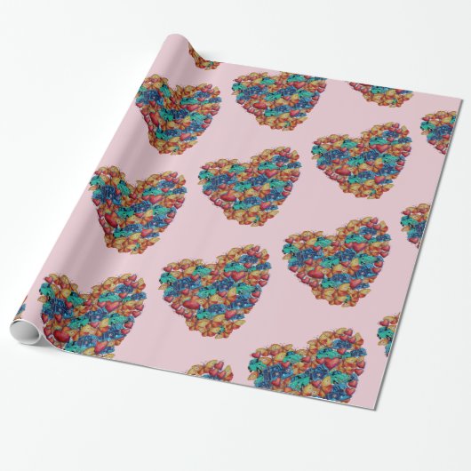 Valentine Colorful Heart Wrapping Paper Geschenkpapier (Ungerollt)
