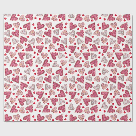 Valentine Cookie Collage Geschenkpapier (Flach)