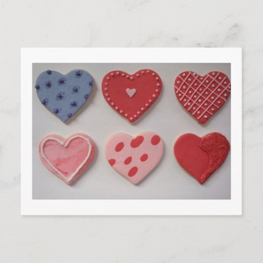 Valentine Cookie Hearts Feiertagspostkarte (Vorderseite)