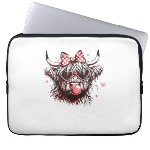 Valentine Coquette Bow Heifer Highland Cow Blasen Laptopschutzhülle