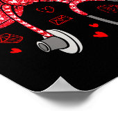 Valentine Coquette Bow Nurse Stethoscope Nursing D Poster (Ecke)