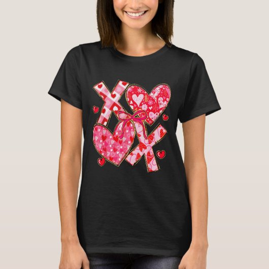 Valentine Coquette Bow Xoxo Hearts Lover Girl Wome T-Shirt (Vorderseite)