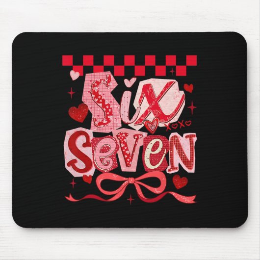 Valentine Coquette Sechs Sieben Schleife 6 7 Meme Mousepad (Vorne)