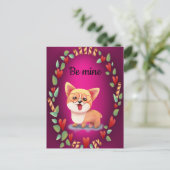 Valentine Corgi Liebe Postkarte (Stehend Vorderseite)