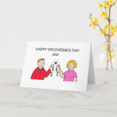 Valentine Couple Cartoon Card Karte (Gelbe Blume)