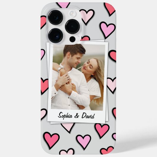 Valentine Couple Custom Foto Monogram Heft Shape Case-Mate iPhone Hülle (Rückseite)