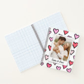 Valentine Couple Custom Foto Monogram Heft Shape Notizblock (Innenseite)