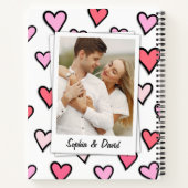 Valentine Couple Custom Foto Monogram Heft Shape Notizblock (Rückseite)