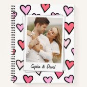 Valentine Couple Custom Foto Monogram Heft Shape Notizblock (Vorderseite)