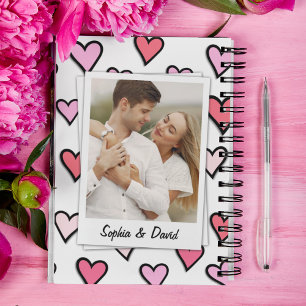 Valentine Couple Custom Foto Monogram Heft Shape Notizblock